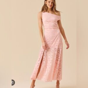 Altar'd State One Shoulder Pink Lace Dress